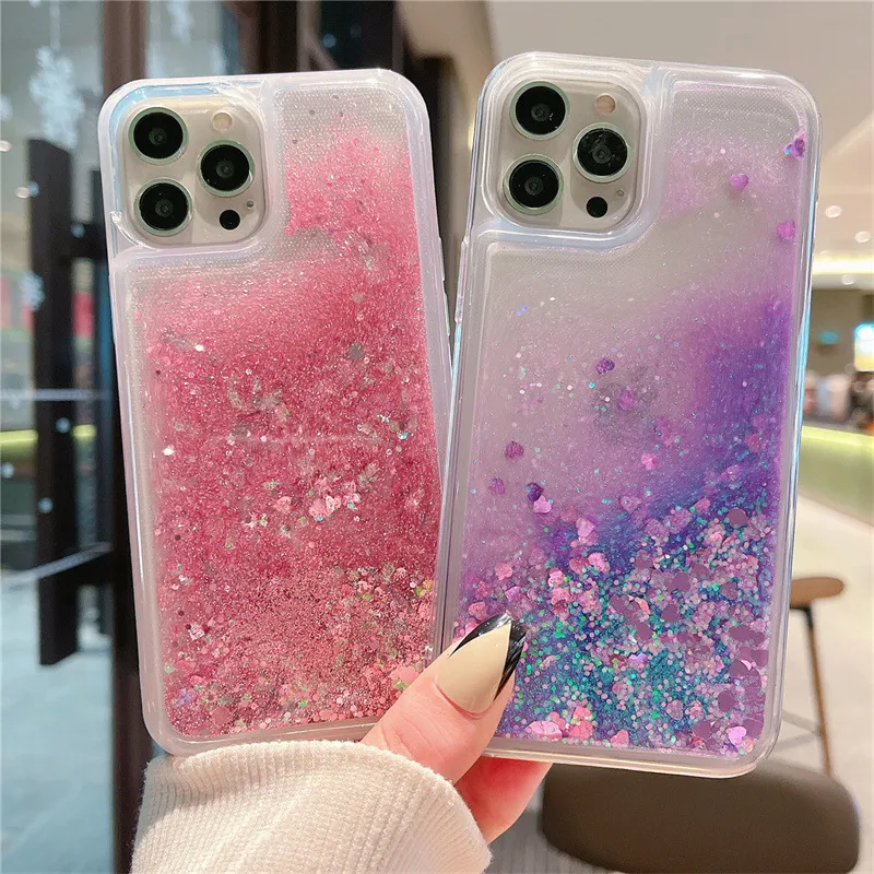 Colorful Liquid Quicksand Phone Case for 15 PRO Samsung S23 Ultra A72 A73 A53 Glitter Liquid Case