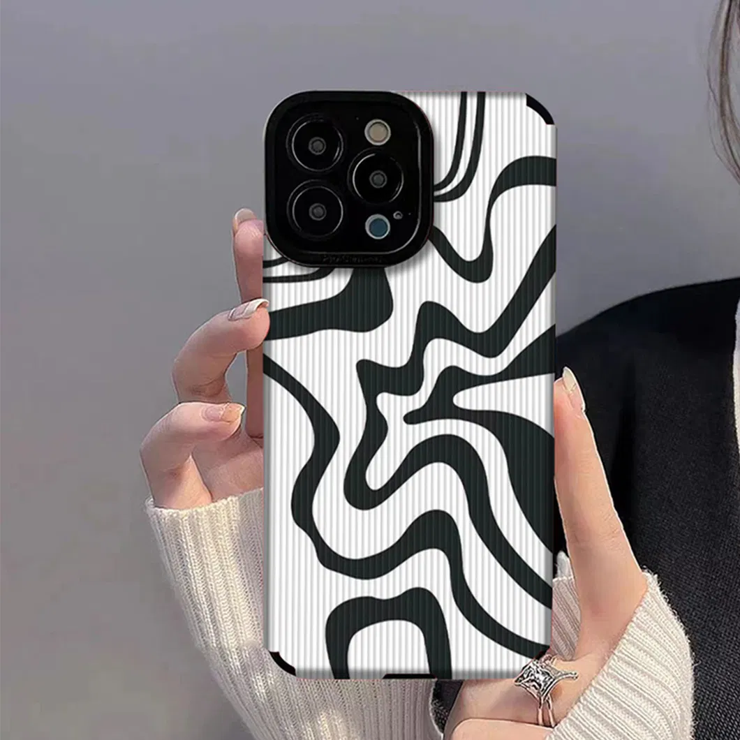 Compatible iPhone 15 Mobile Phone Case Cute Zebra Wave Pattern Designed for Fema