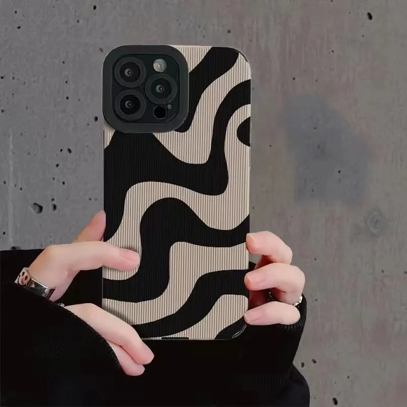 Compatible iPhone 15 Mobile Phone Case Cute Zebra Wave Pattern Designed for Fema