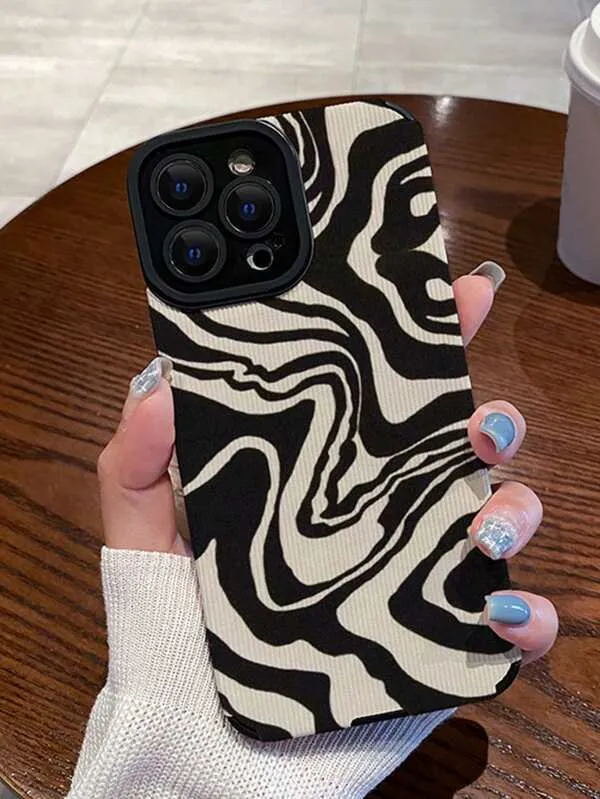 Compatible iPhone 15 Mobile Phone Case Cute Zebra Wave Pattern Designed for Fema