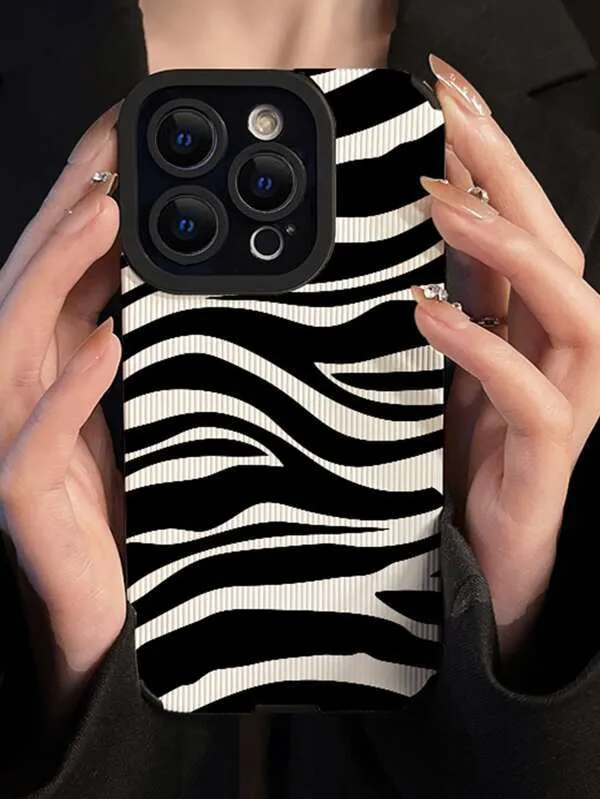 Compatible iPhone 15 Mobile Phone Case Cute Zebra Wave Pattern Designed for Fema