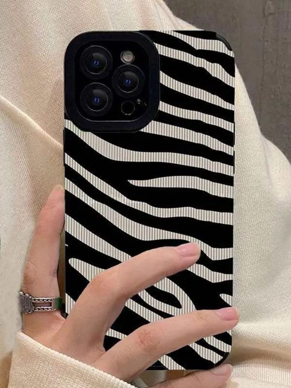 Compatible iPhone 15 Mobile Phone Case Cute Zebra Wave Pattern Designed for Fema