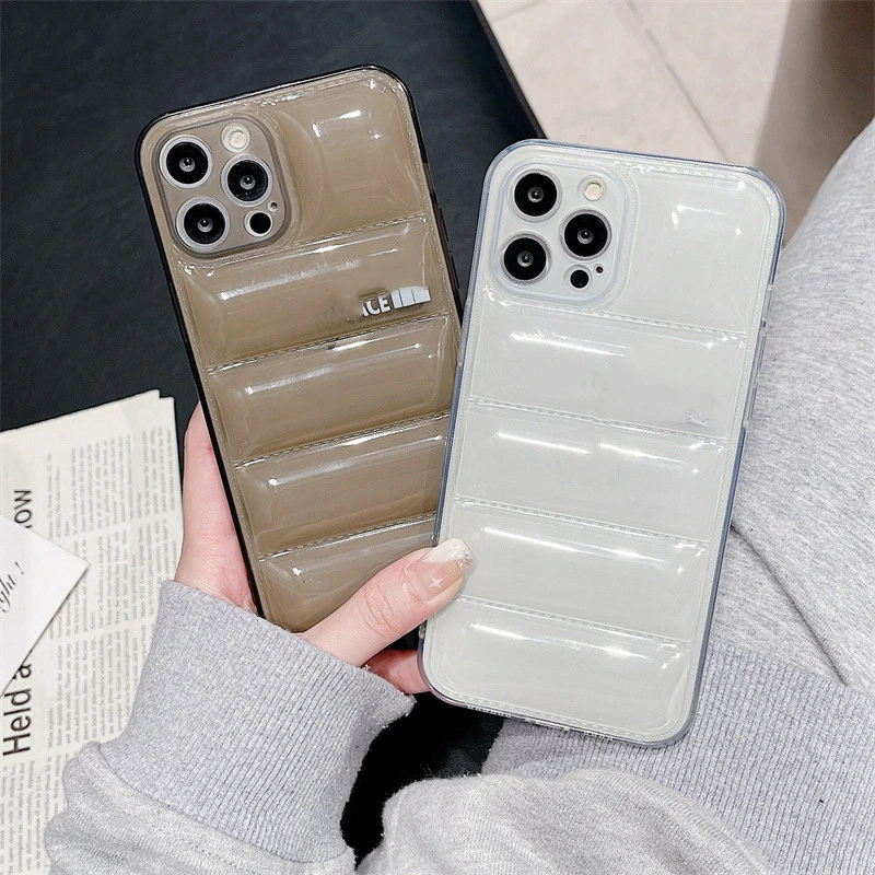 Custom Luxury Brand Down Jacket Cover Designer 11 12 13 PRO Max Cell Phone Cases for Apple iPhone Real Cotton Puffer Case