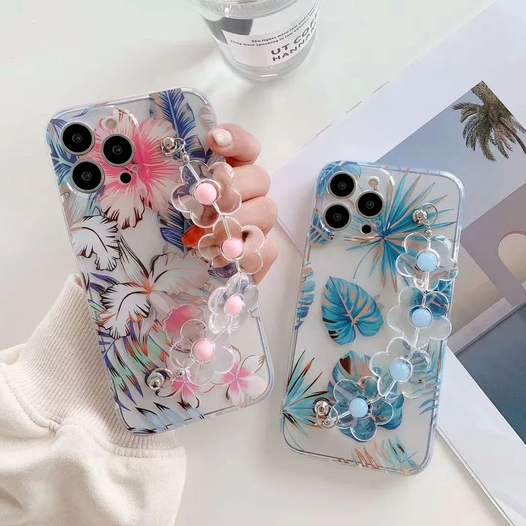 Customized IMD Electroplating Mobile Phone Case for Samsung A14 A34 A54 A73 A53 A23 S23 Ultra Hard PC Flower Leaves Back Cover