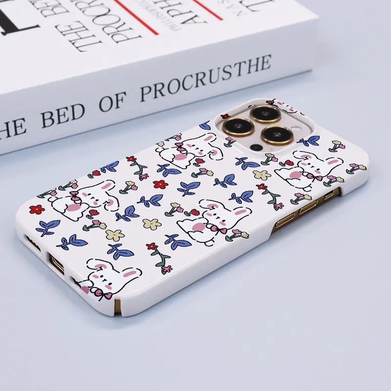 Cute Rabbit OEM Customized 3D Blank Sublimation Phone Case for iPhone 15 14 13 12 11 PRO Max Xr Xs Max Logo Printing Glossy Full Cover Case