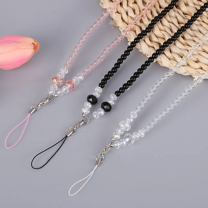 DIY Mobile Phone Charm Strap Chain Wholesale Handmade Colors Fruit Pearl Polymer Beaded Phone Lanyard Wrist Crossbody Woman Girls