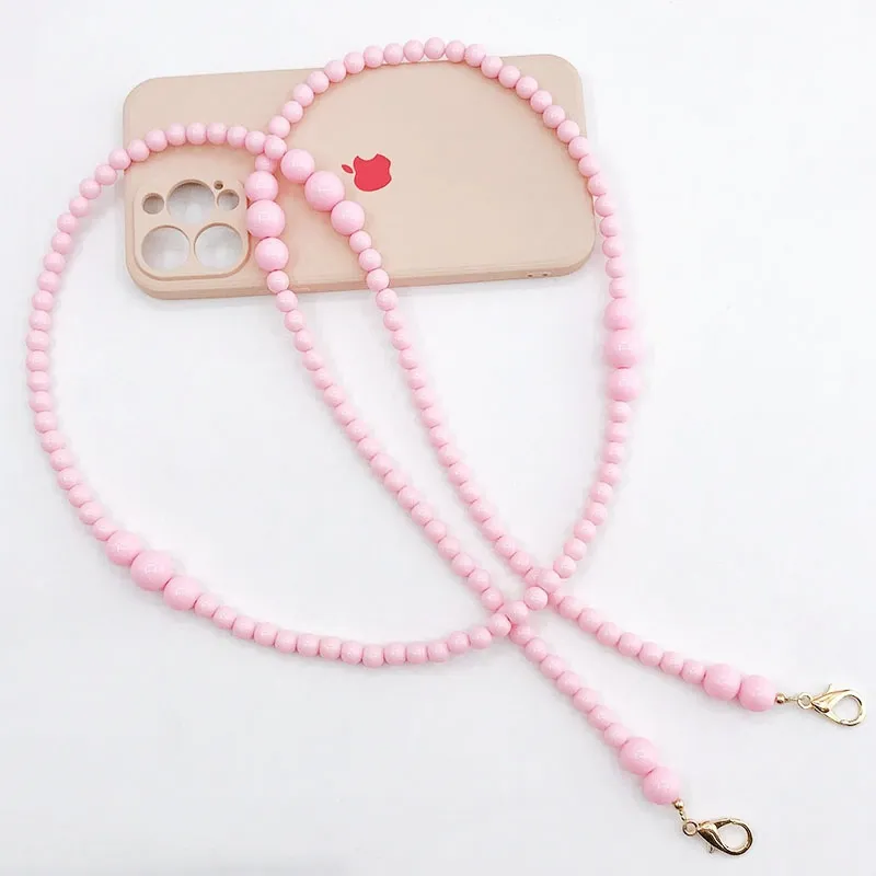 DIY Mobile Phone Charm Strap Chain Wholesale Handmade Colors Fruit Pearl Polymer Beaded Phone Lanyard Wrist Crossbody Woman Girls