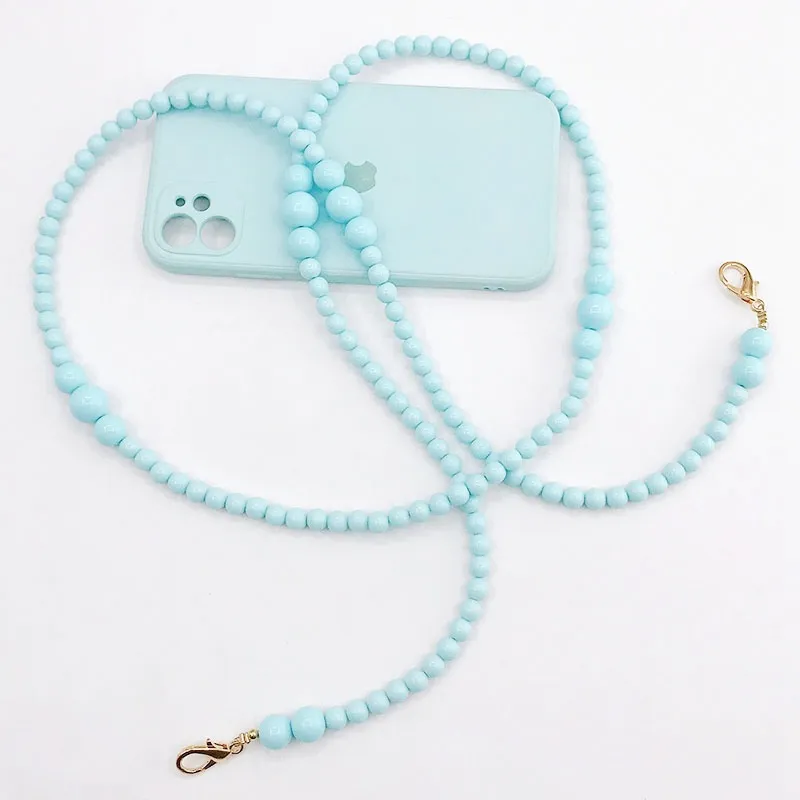 DIY Mobile Phone Charm Strap Chain Wholesale Handmade Colors Fruit Pearl Polymer Beaded Phone Lanyard Wrist Crossbody Woman Girls