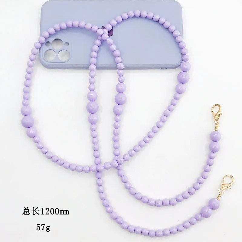 DIY Mobile Phone Charm Strap Chain Wholesale Handmade Colors Fruit Pearl Polymer Beaded Phone Lanyard Wrist Crossbody Woman Girls