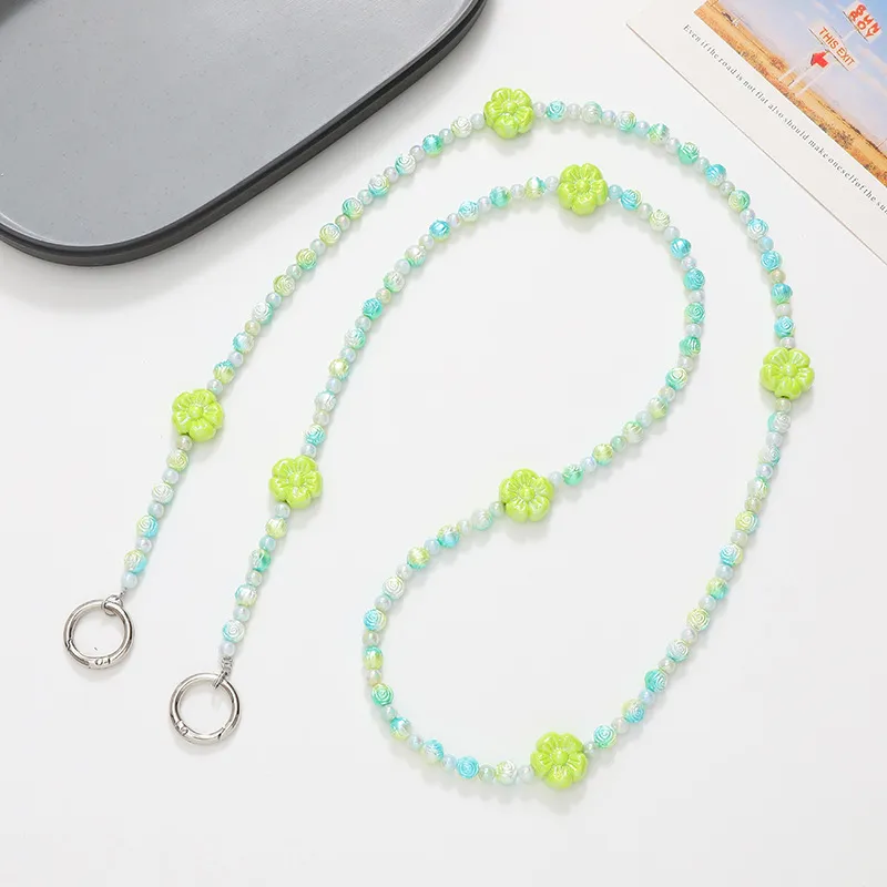 DIY Mobile Phone Charm Strap Chain Wholesale Handmade Colors Fruit Pearl Polymer Beaded Phone Lanyard Wrist Crossbody Woman Girls