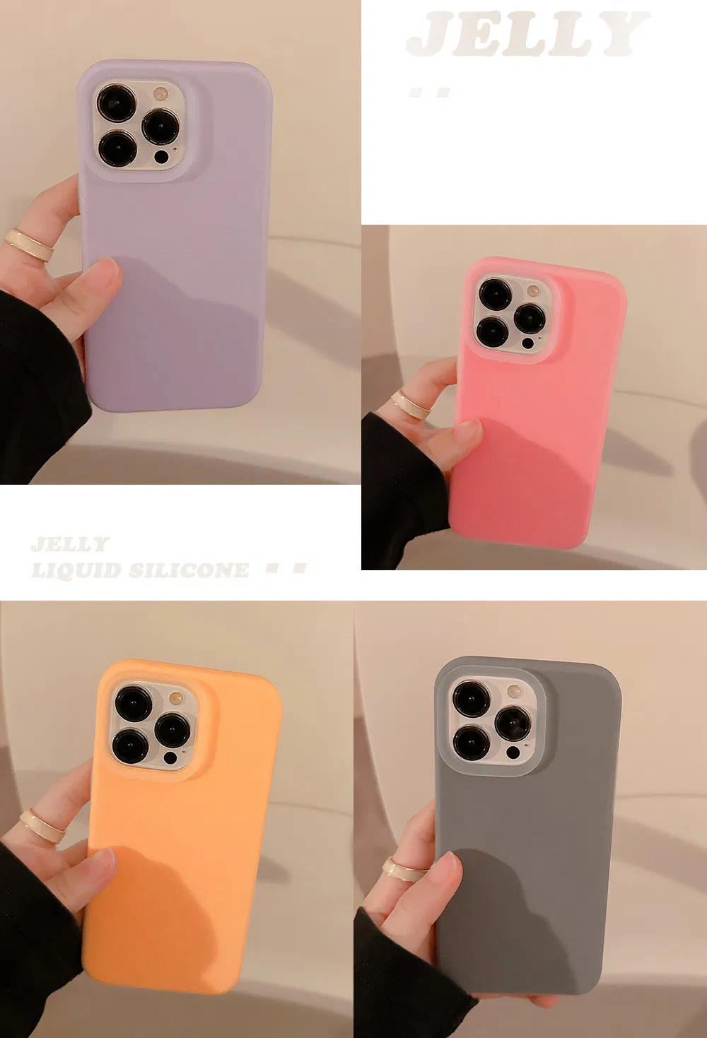 Dopamine Color Ins Jelly Liquid Silicone Mobile Phone Case for iPhone 15