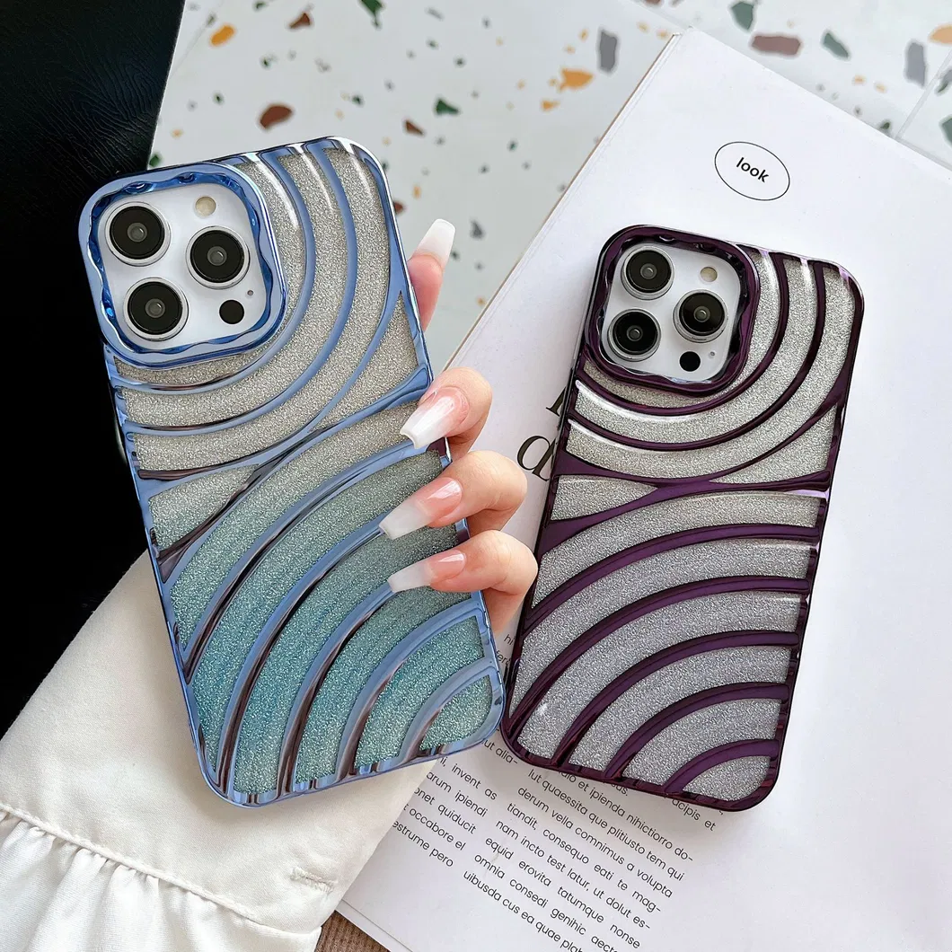 Electroplating Gradient Color Phone Cover Glitter Powder Water Ripple Mobile Phone Case for iPhone 14 13 PRO Max