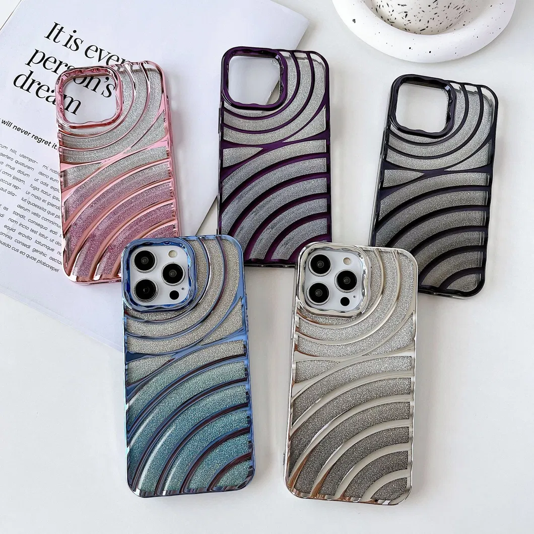 Electroplating Gradient Color Phone Cover Glitter Powder Water Ripple Mobile Phone Case for iPhone 14 13 PRO Max