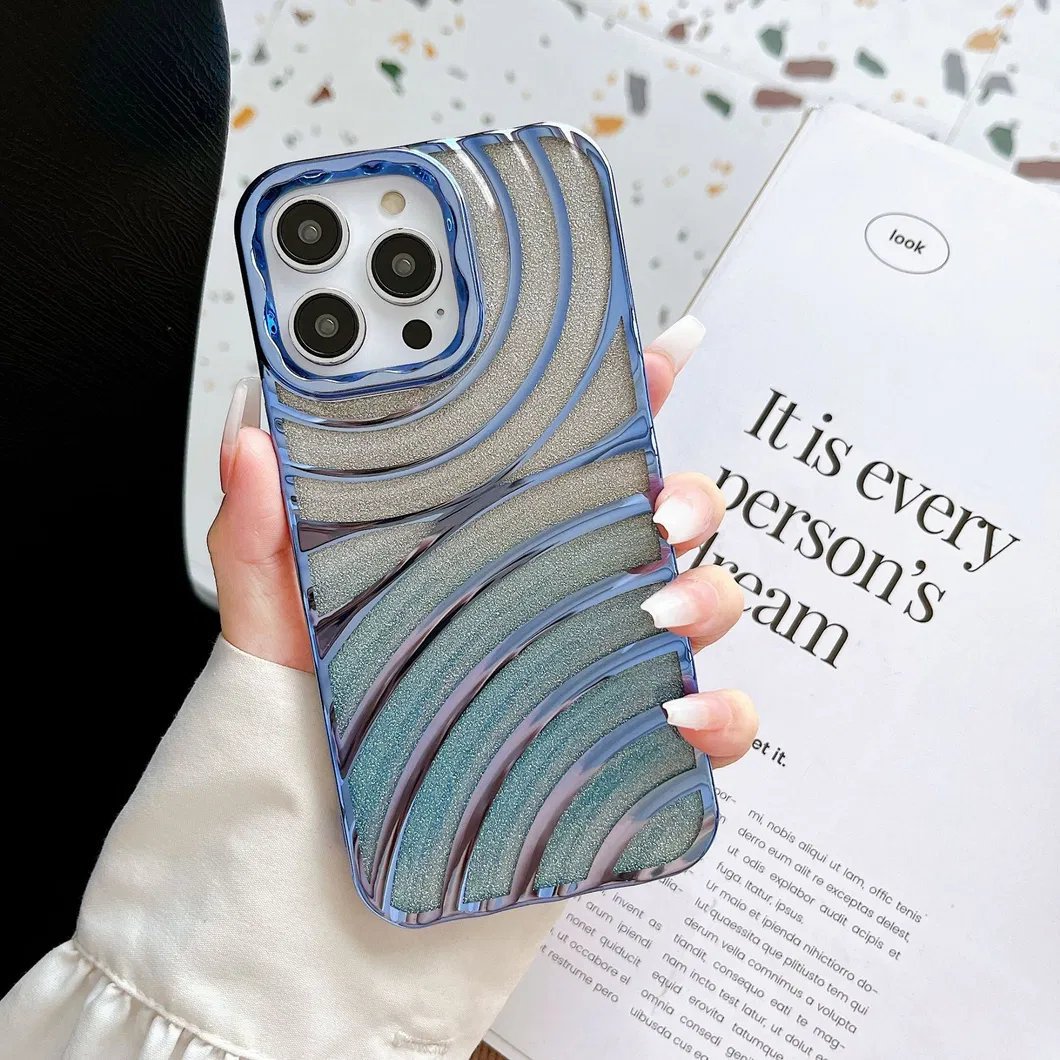 Electroplating Gradient Color Phone Cover Glitter Powder Water Ripple Mobile Phone Case for iPhone 14 13 PRO Max