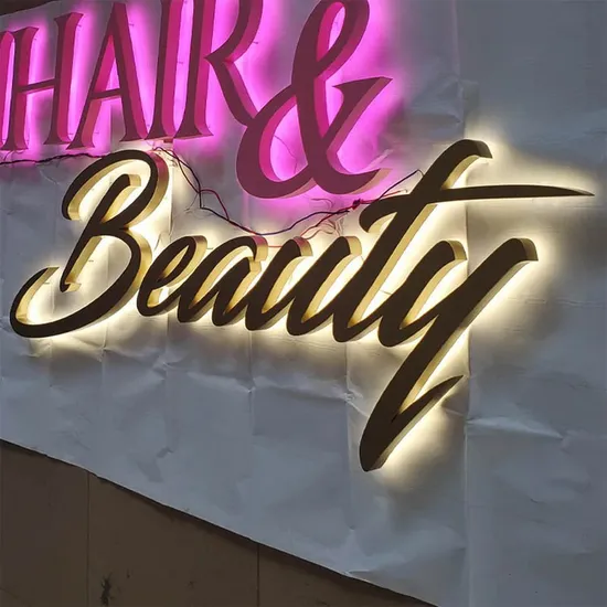 Salon Shopfront Stainless Steel Alphabet Metal LED Signs