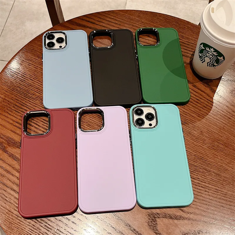 Factory Price Macaron Color Mobile Phone Case Soft Shell Electroplated Camera Frame for iPhone 11 12 13 14 PRO Max