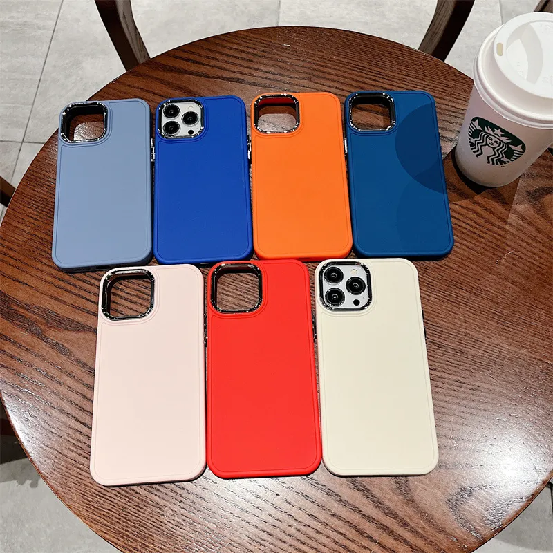 Factory Price Macaron Color Mobile Phone Case Soft Shell Electroplated Camera Frame for iPhone 11 12 13 14 PRO Max