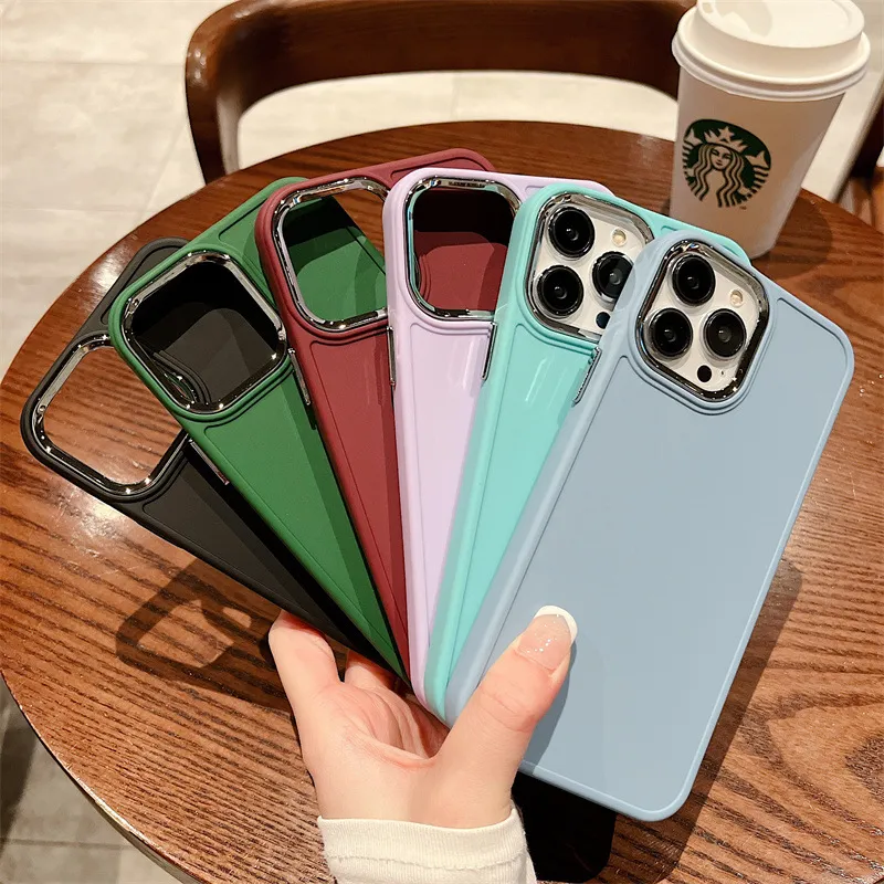 Factory Price Macaron Color Mobile Phone Case Soft Shell Electroplated Camera Frame for iPhone 11 12 13 14 PRO Max