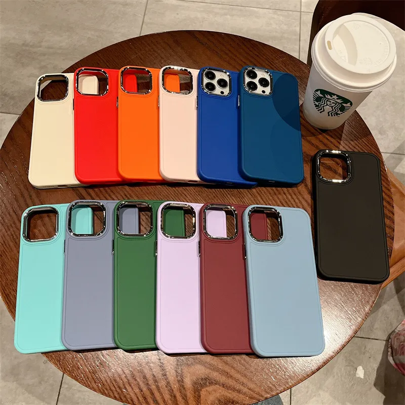 Factory Price Macaron Color Mobile Phone Case Soft Shell Electroplated Camera Frame for iPhone 11 12 13 14 PRO Max