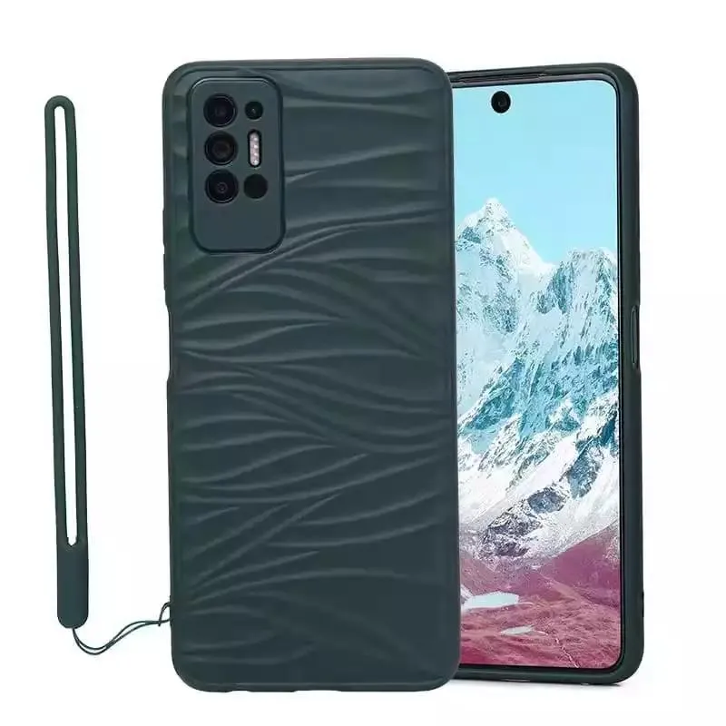 Factory Price Trendy TPU Ripple Phone Case with Hand Strap