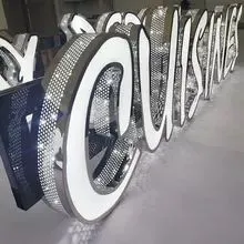 Stainless Steel Side LED Punching Channel Letters Signs 3D Outdoor Illuminated Store Signage Logo LED Sign Custom