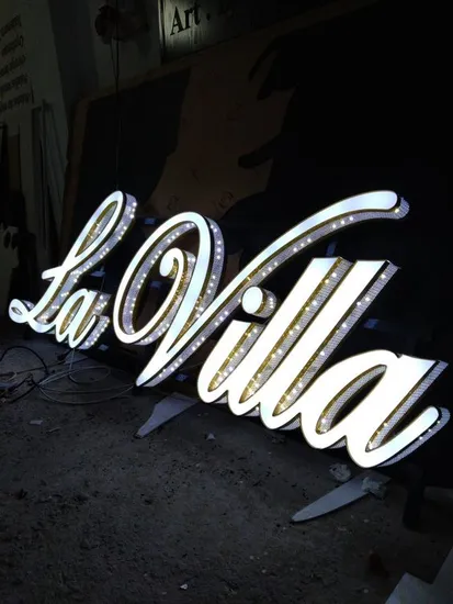 Stainless Steel Side LED Punching Channel Letters Signs 3D Outdoor Illuminated Store Signage Logo LED Sign Custom