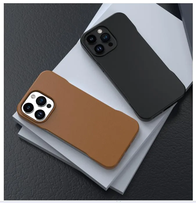 Factory Wholesale High Quality Original Magnetic Leather Phone Case for iPhone 15 14 PRO Max 13 12 No Frame Ultra Thin Light