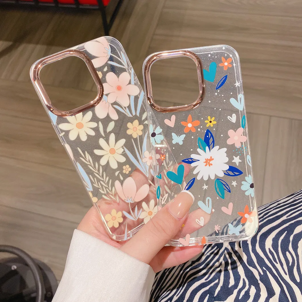 Fancy Girly Flower IMD Electroplating Transparent Phone Case Back Cover