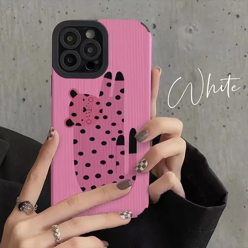 Fashion Cartoon Phone Case for iPhone 11/12/13/14/15 Animal Pink Leopard