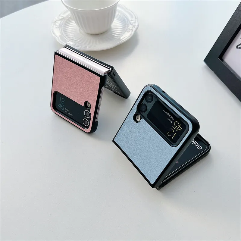 Fashion Folding Mobile Phone Case Solid Color for Samsung Galaxy Zflip3 Zflip4