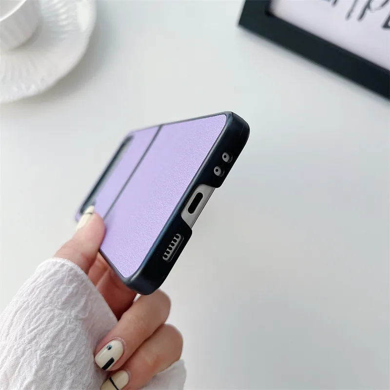 Fashion Folding Mobile Phone Case Solid Color for Samsung Galaxy Zflip3 Zflip4