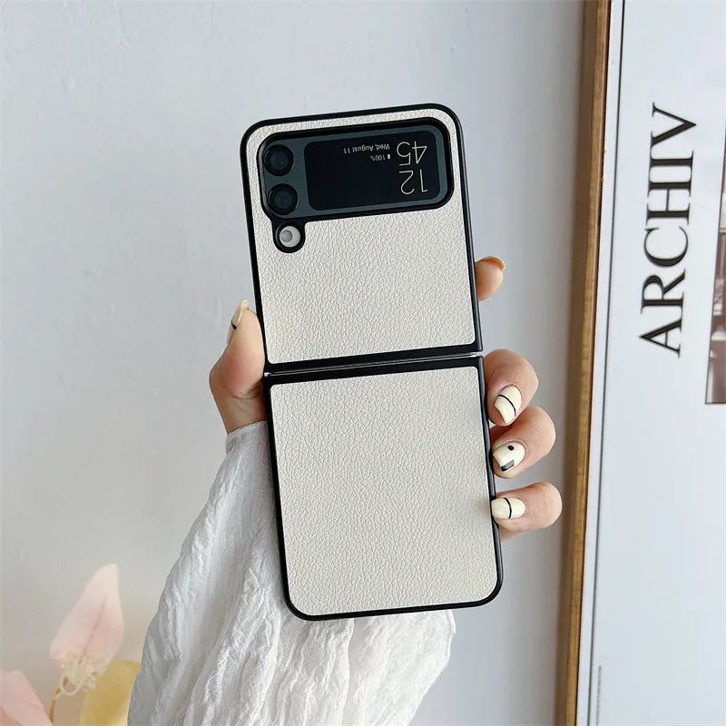 Fashion Folding Mobile Phone Case Solid Color for Samsung Galaxy Zflip3 Zflip4