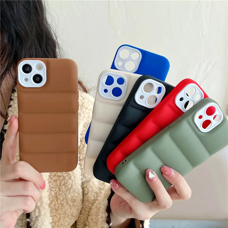 Fashion Hot Puffer Mobile Phone Case for iPhone 15 Down Jacket Puffer Case