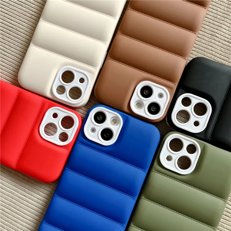 Fashion Hot Puffer Mobile Phone Case for iPhone 15 Down Jacket Puffer Case