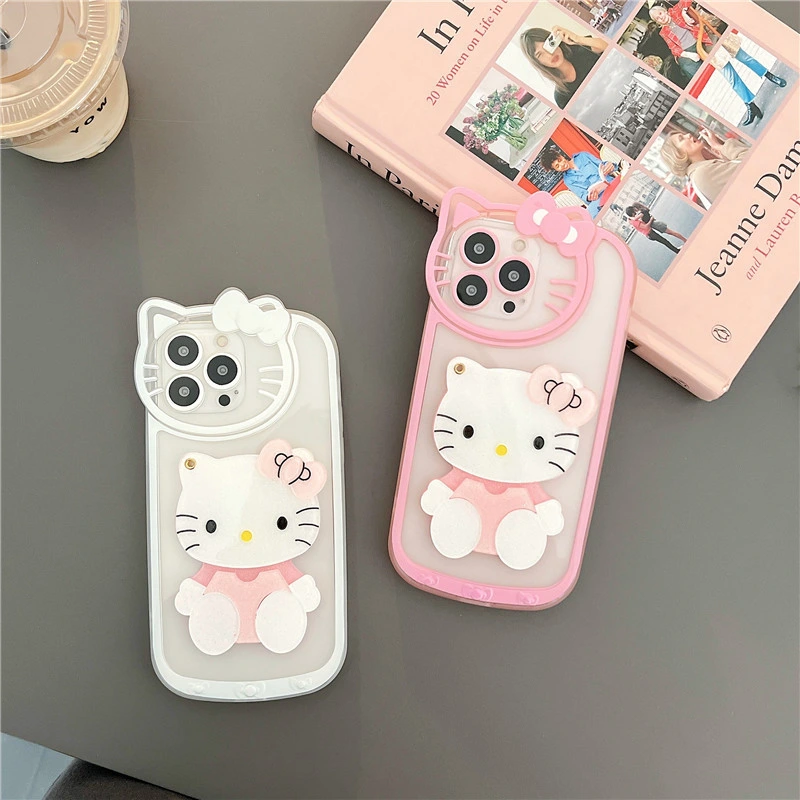 Hello-Kity Lovely 3D Cartoon Makeup Mirror Phone Case Girly Mobile