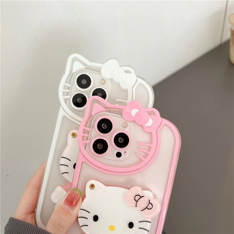 Hello-Kity Lovely 3D Cartoon Makeup Mirror Phone Case Girly Mobile