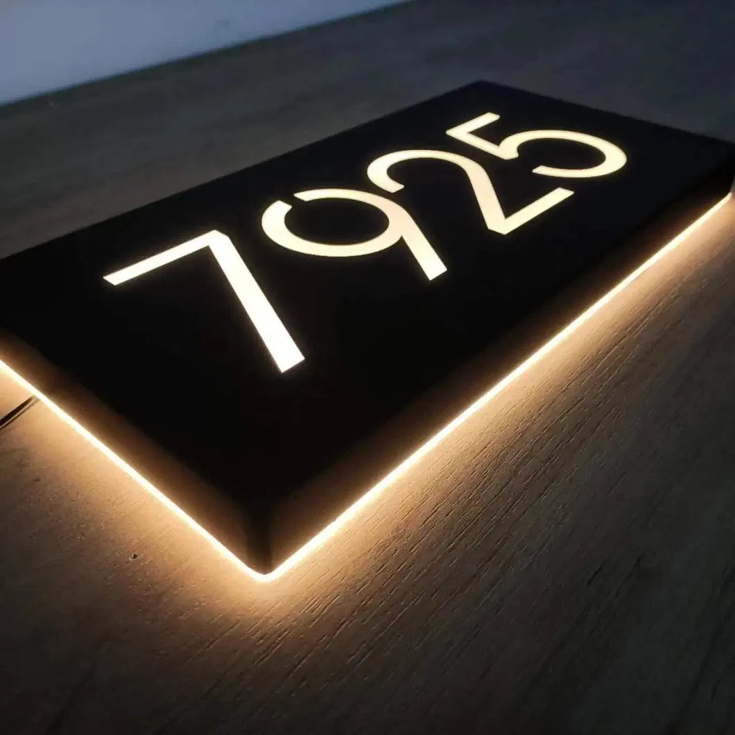 Acrylic LED House Number Address Door Sign Outdoor Waterproof Company Name Address Plaque Door Sign