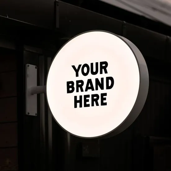 Acrylic Double Sided Hanging Blade Round LED Light Box Signage Personalized Business Shop Sign