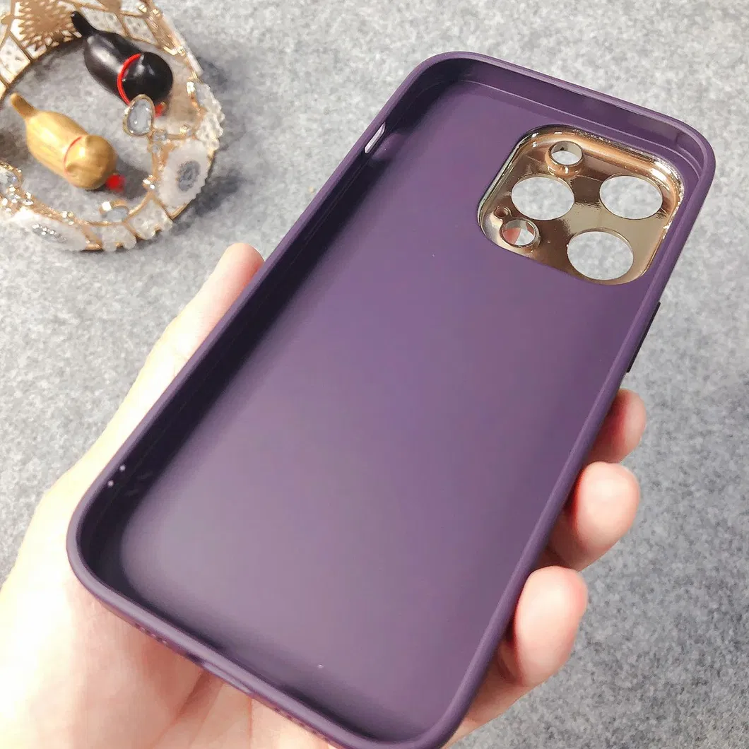 High Quality Electroplating Leather Cell Phone Case for iPhone 14 PRO Max 13 12 11 X Xr Xs Max Metal Lens Protector