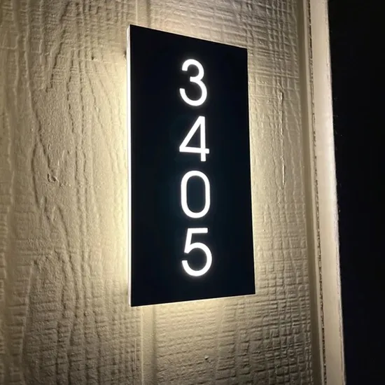 Acrylic LED House Number Address Door Sign Outdoor Waterproof Company Name Address Plaque Door Sign