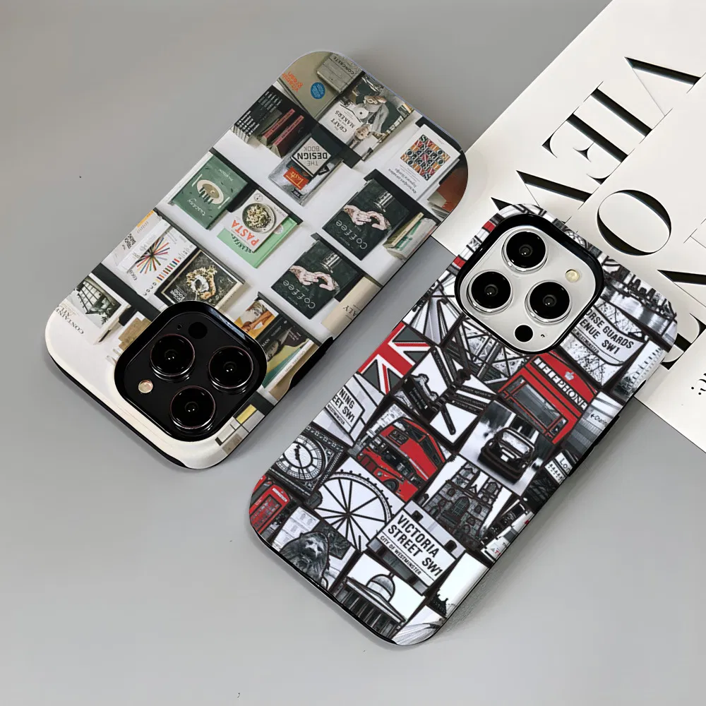 Ins British Style Customized Printing Sublimation Mobile Phone Case for Apple iPhone 15pm Double Layer 2-in-1