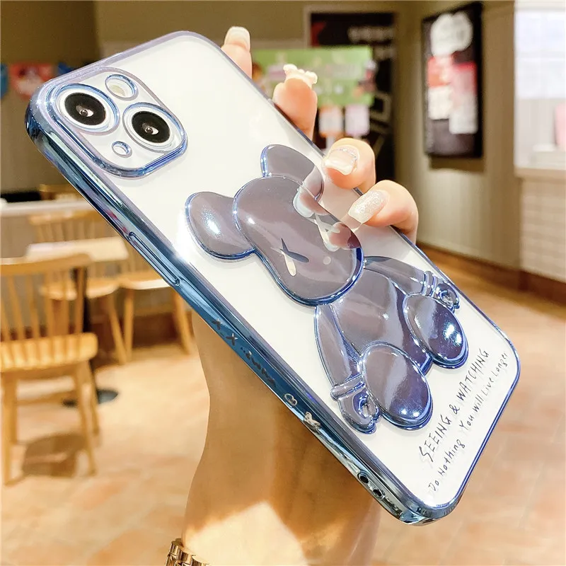 Ins Style Electroplating Cell Phone Back Cover Soft Transparent Mobile Phone Case for iPhone 12 13 14 PRO Max