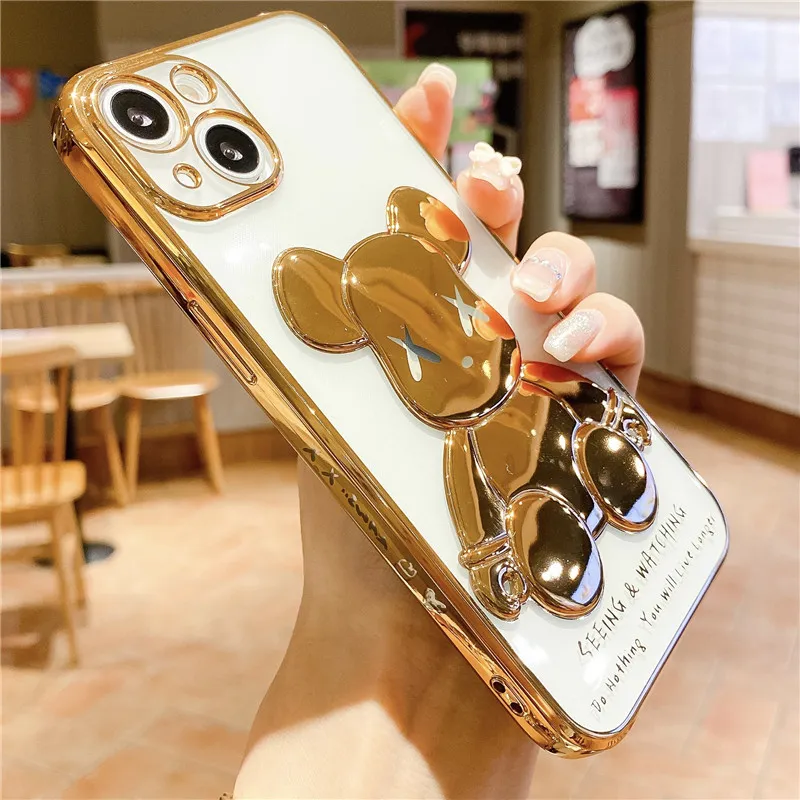 Ins Style Electroplating Cell Phone Back Cover Soft Transparent Mobile Phone Case for iPhone 12 13 14 PRO Max