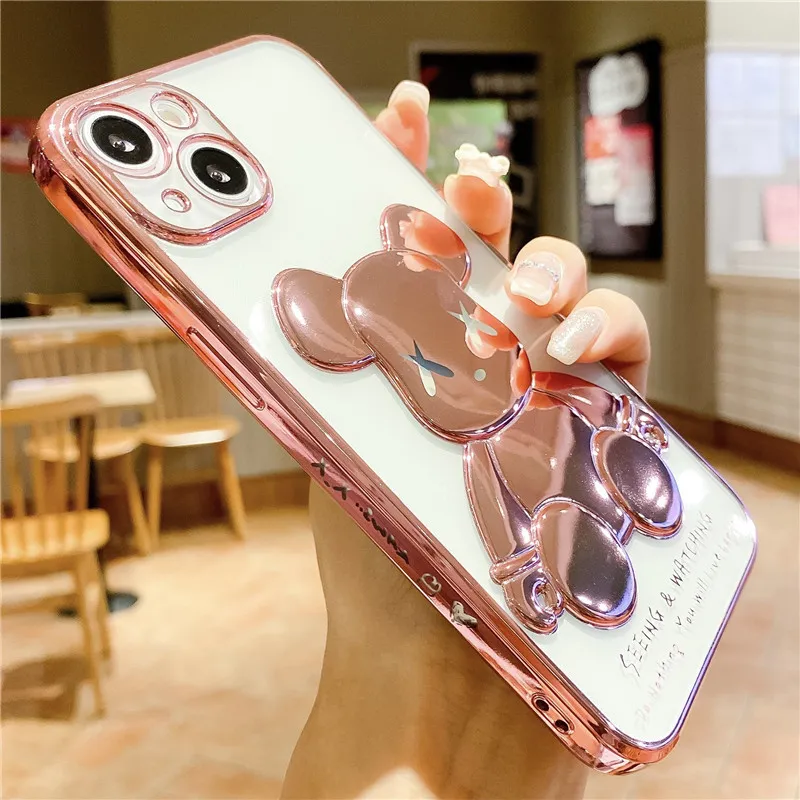 Ins Style Electroplating Cell Phone Back Cover Soft Transparent Mobile Phone Case for iPhone 12 13 14 PRO Max