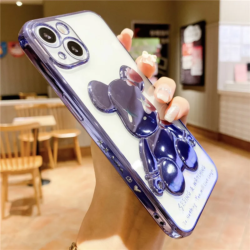 Ins Style Electroplating Cell Phone Back Cover Soft Transparent Mobile Phone Case for iPhone 12 13 14 PRO Max