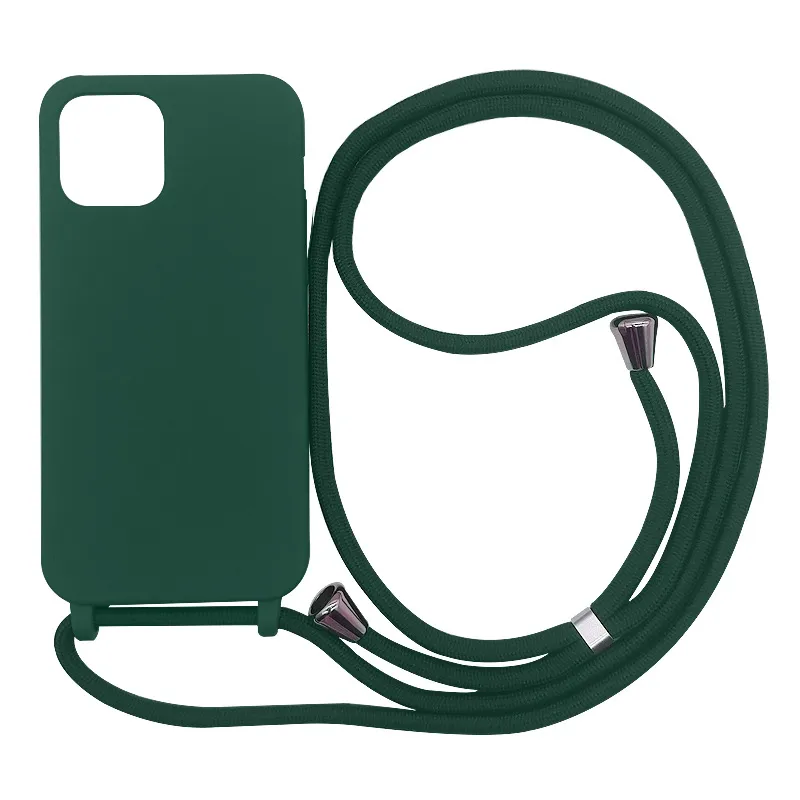 Integrated Lanyard Silicone Mobile Phone Case with Strap Crossbody Necklace for iPhone 15