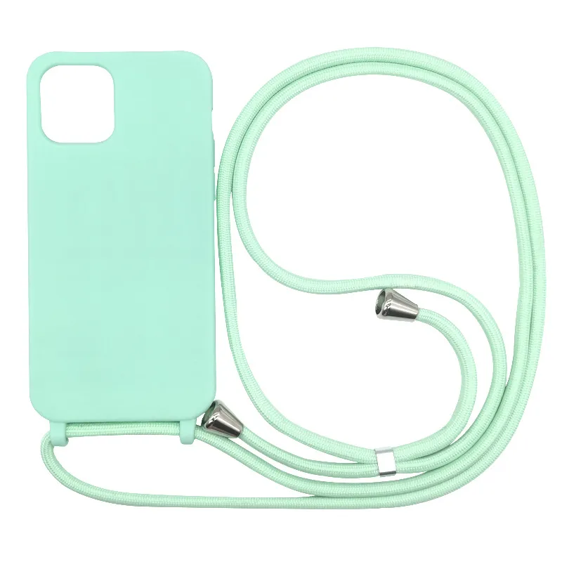 Integrated Lanyard Silicone Mobile Phone Case with Strap Crossbody Necklace for iPhone 15