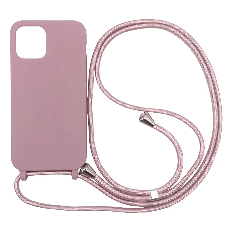 Integrated Lanyard Silicone Mobile Phone Case with Strap Crossbody Necklace for iPhone 15