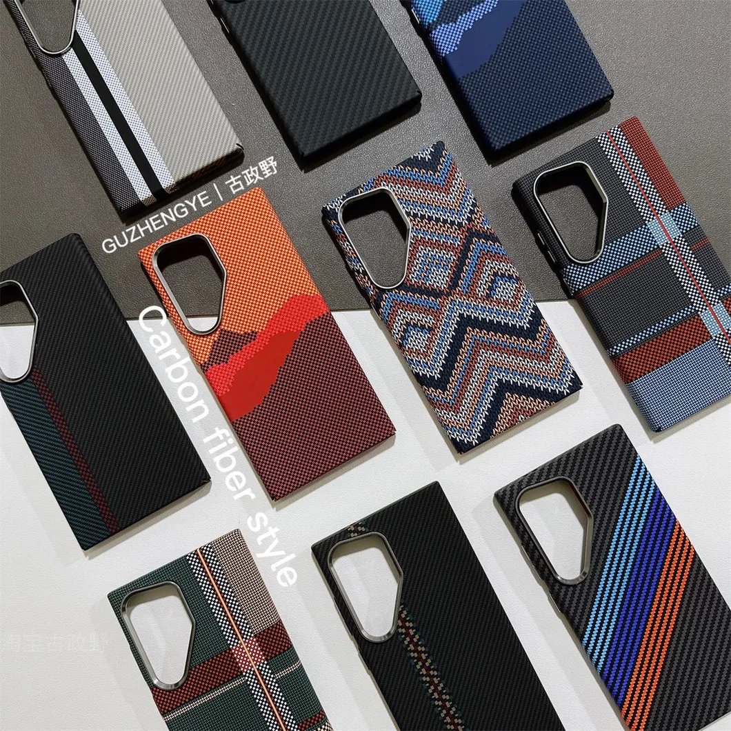 Luxo Design Kevlar Phone Case for Samsung S24 Ultra S23+ Slim PC Magnetic Cover Carbon Fiber