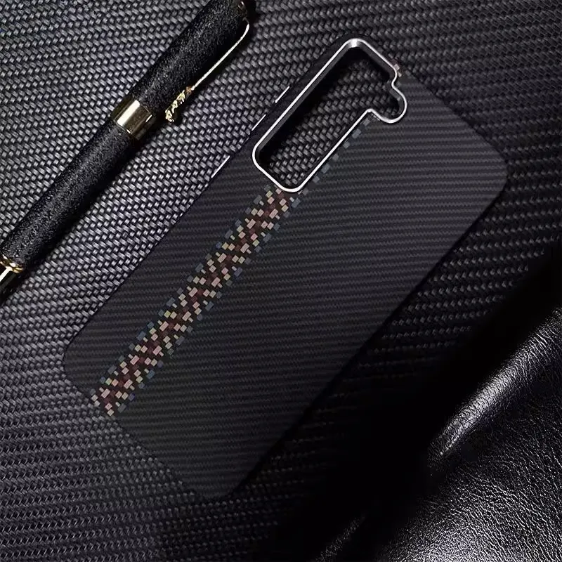 Luxo Design Kevlar Phone Case for Samsung S24 Ultra S23+ Slim PC Magnetic Cover Carbon Fiber